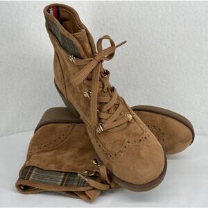 Tommy Hilfiger Twyazi Plaid Wingtip Faux Suede Hiking Boot NWOT 6.5M